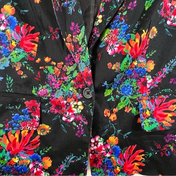 Laundry Shelli Segal Womens Sz 6 Blazer Jacket Single Button Black Floral Casual - Picture 2 of 11